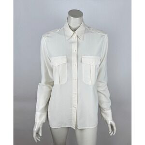 Aritzia Babaton Claudel Shirt Women XS EUC Washable Silk Long Sleeve Pockets Top